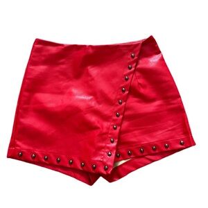 Vestique Studded Leather Wrap Skort